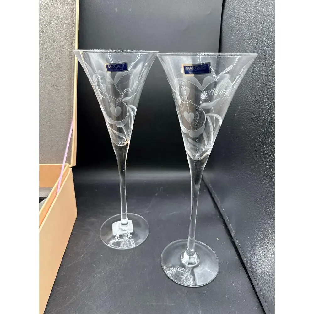 Yours Truly Flute Glass Set- Marquis by Waterford - in box - Picture 5 of 6